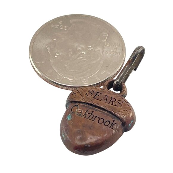 Antique Sears Oakbrook Acorn  Fob Copper Zipper Pull Patina Finish For Collector - Picture 5 of 5